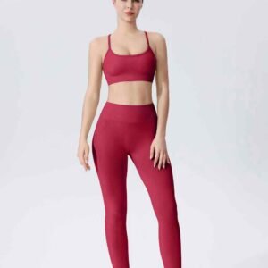 Pantalones de yoga de cintura alta color beige para mujer